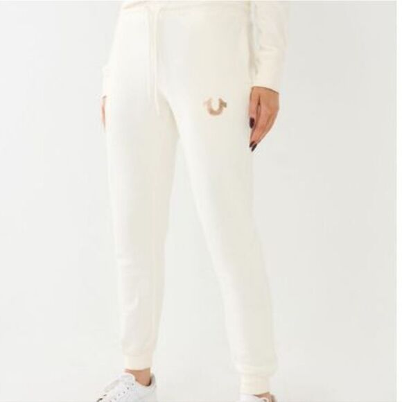 True Religion Arch Collegiate Boyfriend Horseshoe Logo Joggers - Picture 2 of 10